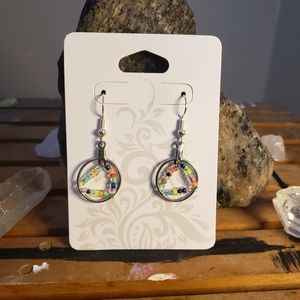 Handmade multicolored triangle design earrings